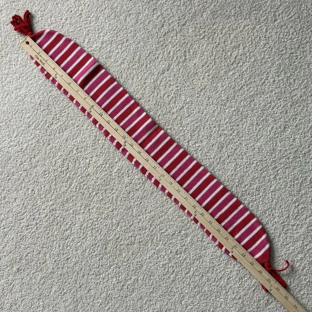 Gymboree VNTG Valentine Striped Pink Red Winter Knit Scarf w Tassels One Size